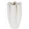 White Ceramic Abstract Ribbed Dimensional Folded Vase with Floral Shaped Rim
